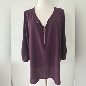 Tempted Hearts size 2X deep purple top
